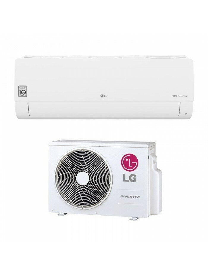 LG warmtepomp — binnen- en buitenunit met LG-logo