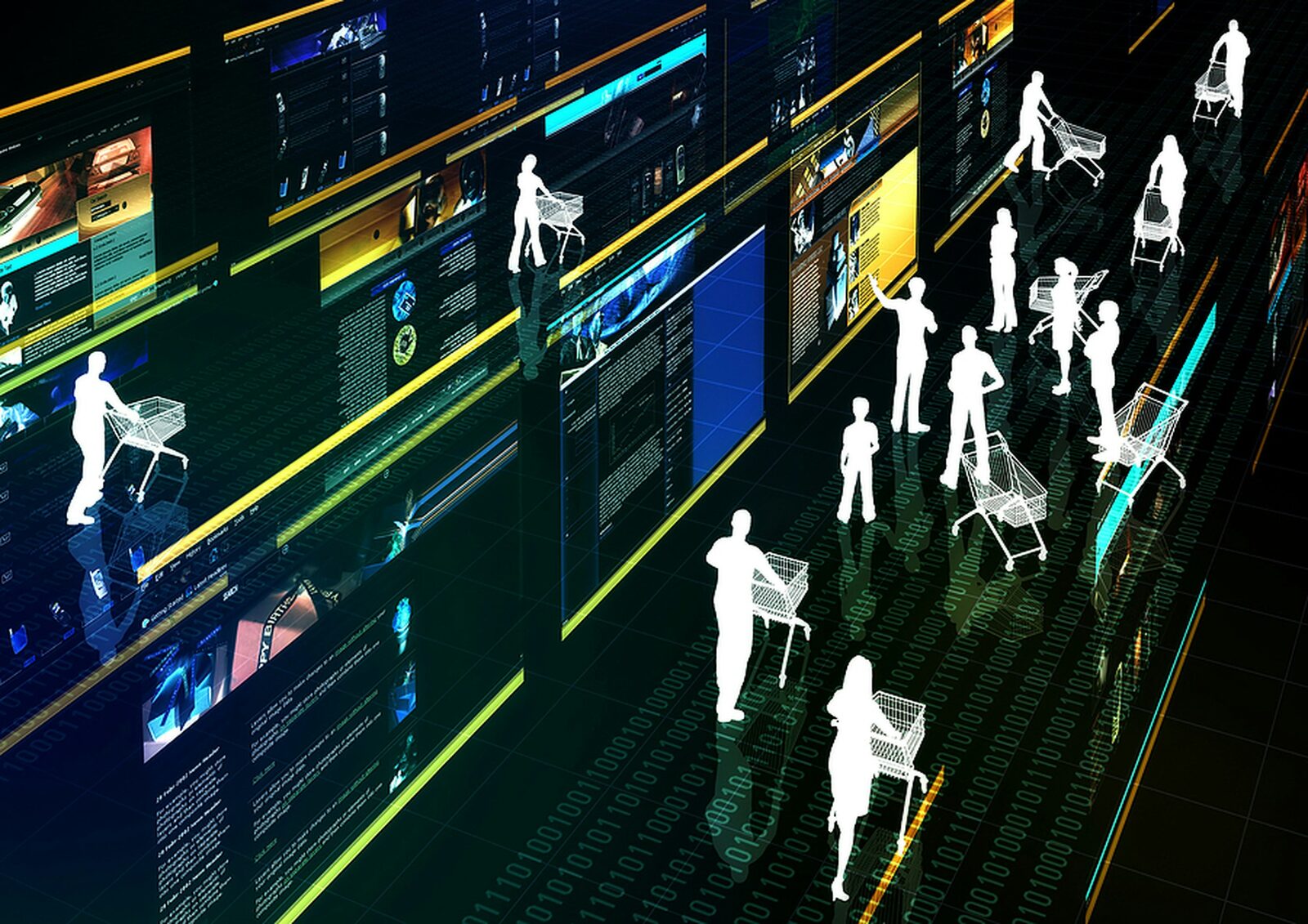 Visualisatie van een digitale marktplaats met verbonden systemen