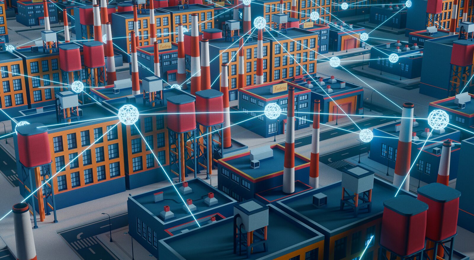 Industriële netwerk-visualisatie tussen gebouwen