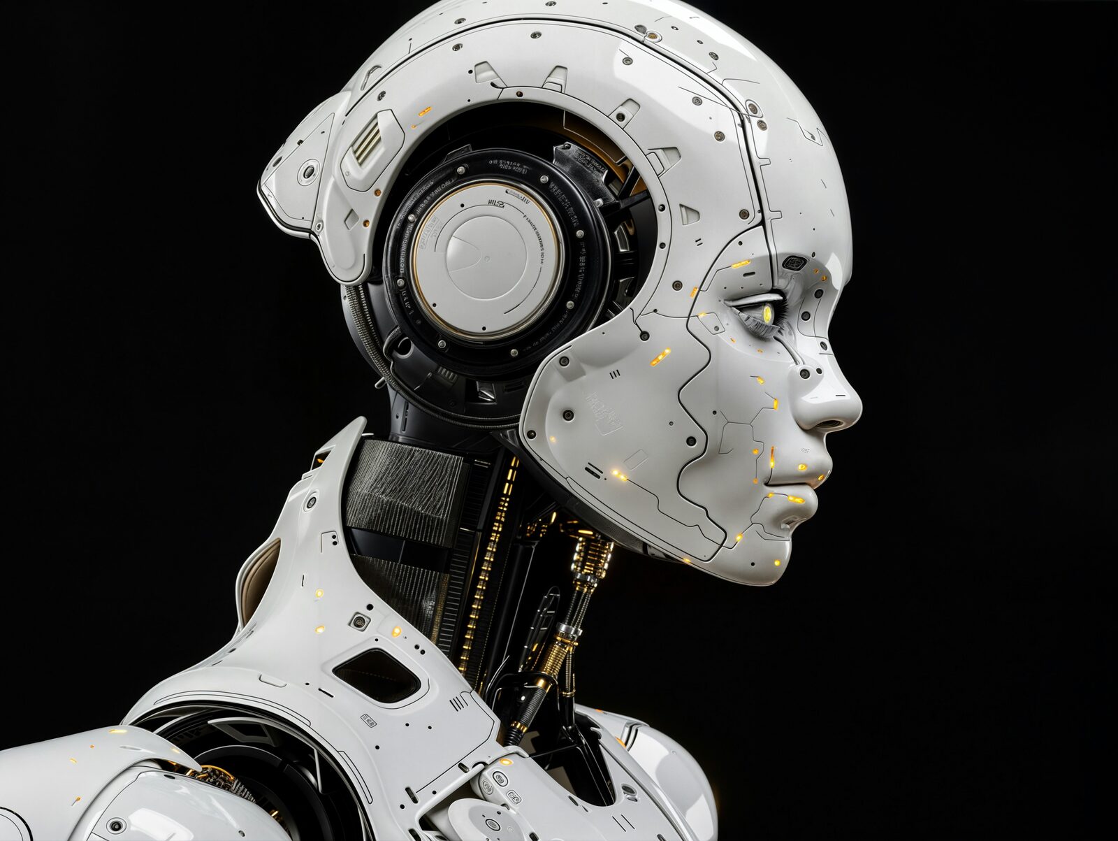 Humanoid AI-robot in profiel